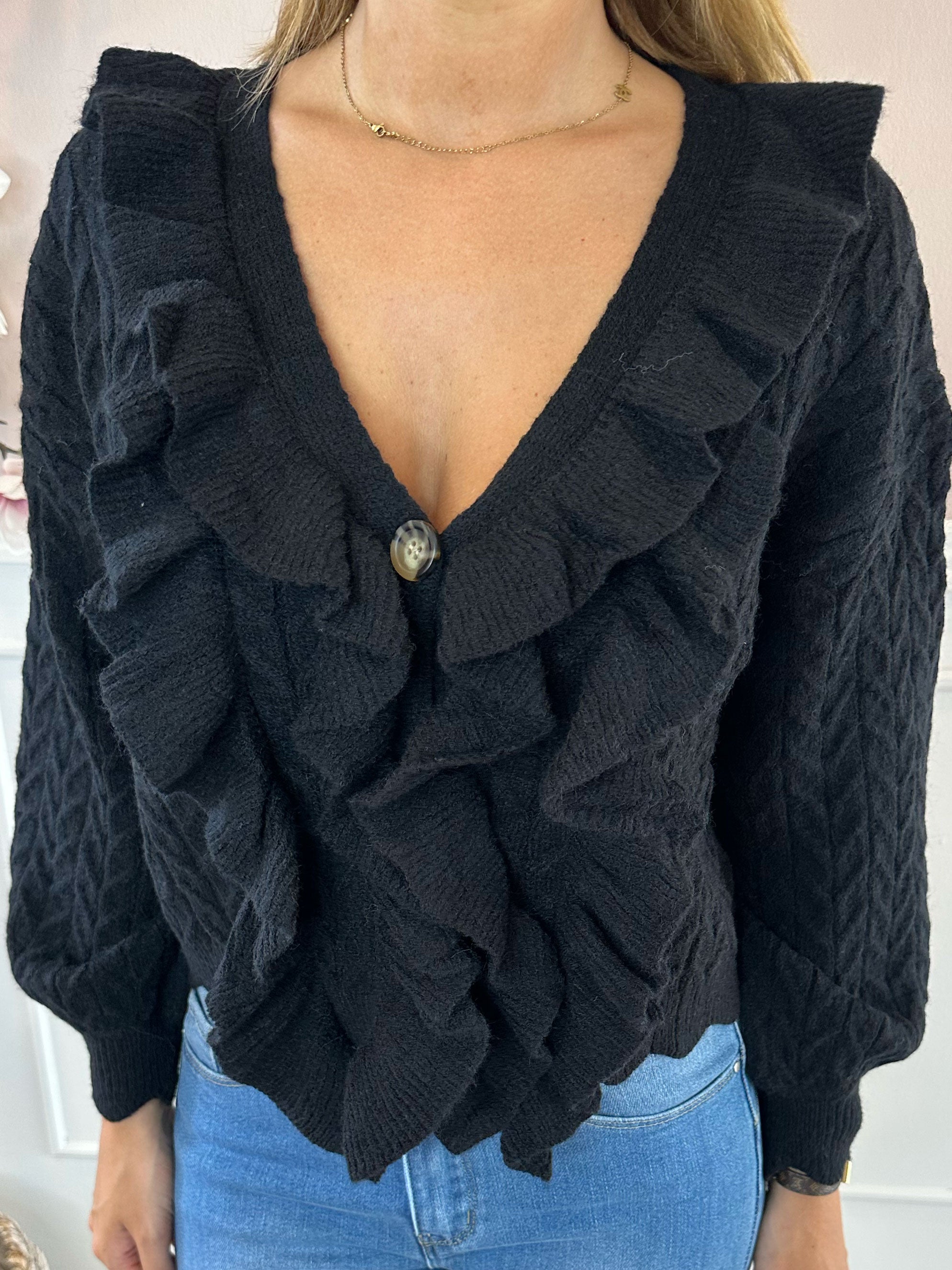 Melissa - Kort blød strikcardigan med stræk